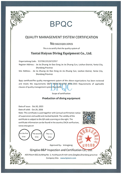 Certifications of Durable Commercial Diving Equipment